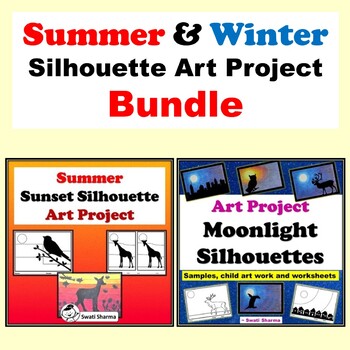 Preview of 2 Products, Summer, Winter Silhouette Art Activity Bundle, Coloring Pages