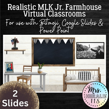 Preview of 2 Realistic MLK Jr Farmhouse Holiday Virtual Classroom Backgrounds Martin Luther