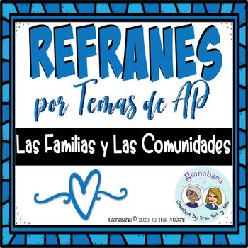 Preview of 2 Refranes Ilustrados por Temas AP Lengua: Las Familias y Las Comunidades