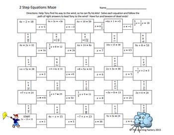 Two Step Equations Maze Activity by Teach Me I'm Yours | TpT