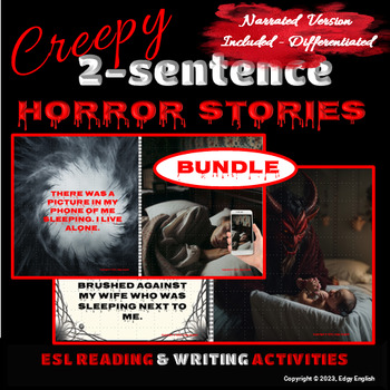 Preview of 2 Sentence Horror Stories | ESL Newcomer Activity | Halloween | BUNDLE