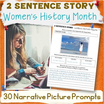 Preview of Women's History Month - 2 Sentence Story Narrative Writing Activity Packet