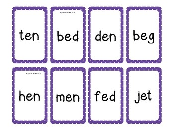 2 Short e Word Families Game (-ed, -et, -eg, -en, -ell) | TpT