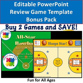 Preview of 2 Sports Editable PowerPoint Review Game Templates Bundle