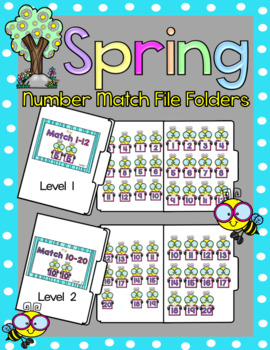 Preview of 2 Spring Number Match File Folders (1-12 & 10-20) SPED
