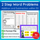 2 Step Addition Subtraction Word Problems 1-2 Digit Flash 