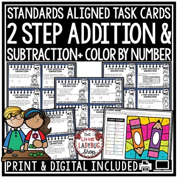 Preview of 2 Step Addition & Subtraction Word Problems 3rd Grade Math Centers TEKS 3.4A