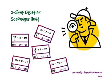 Preview of 2-Step Equation Scavenger Hunt