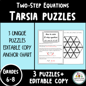 Preview of Two-Step Equation Tarsia Puzzles (3), Editable Copy + Archor Chart Included
