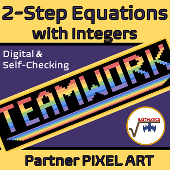 Preview of 2-Step Equations with Integers | PARTNER PIXEL ART | DIGITAL | SELF-CHECKING