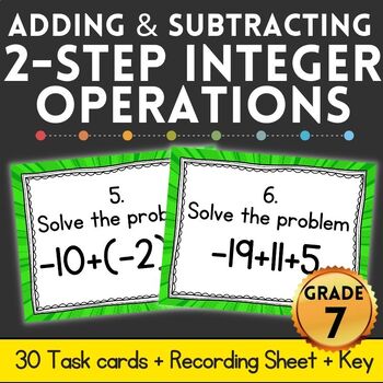 Preview of 2 Step Integer Addition and Subtraction Task Cards