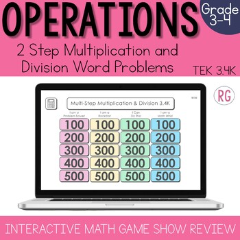 Preview of 2 Step Multiplication and Division Word Problem Game Show | Math Test Review