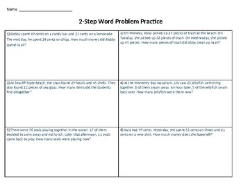 Preview of 2-Step Word Problem Worksheet