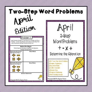 Preview of 2-Step Word Problems All Operations (April Edition)