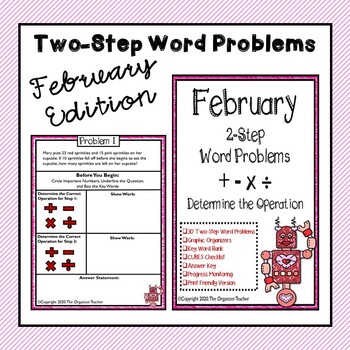 Preview of 2-Step Word Problems All Operations (February Edition)