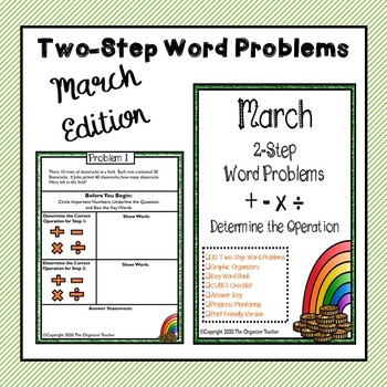 Preview of 2-Step Word Problems All Operations (March Edition)