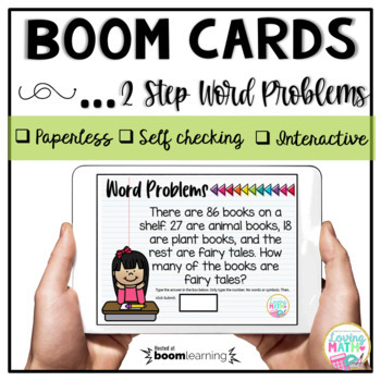 Preview of 2 Step Word Problems BOOM Cards 