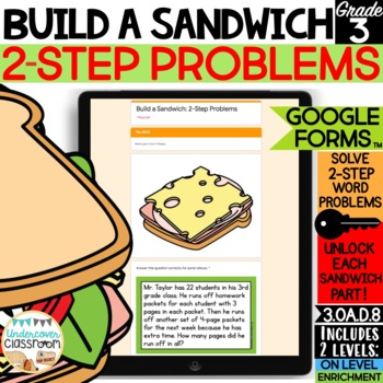 Preview of 2-Step Word Problems: Build a Sandwich! Activity for Google Forms™