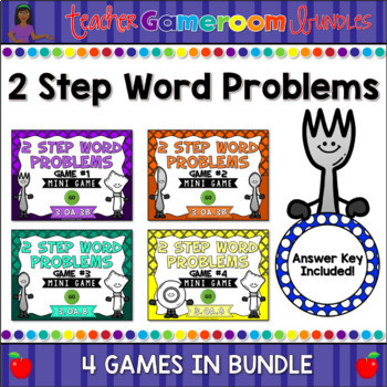 Preview of 2 Step Word Problems Mini Powerpoint Game Bundle