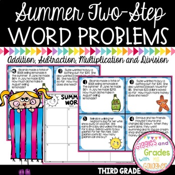 Preview of Two Step Word Problems for Summer