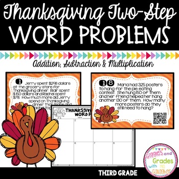 Preview of Two Step Word Problems for Thanksgiving