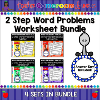 Preview of 2 Step Word Problems Worksheet Bundle