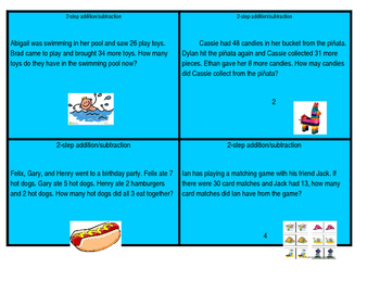 Preview of 2 Step addition/subtraction word problems