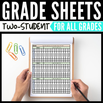 Preview of 2-Student Grade Sheets Editable Grade Sheets for Two Students