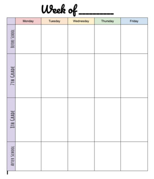 Preview of 2 Subject Weekly Planner Template