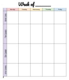 2 Subject Weekly Planner Template