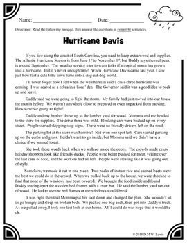 Hurricane Reading Comprehension by Laughroom Literacy | TpT
