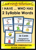 2 Syllable Decodable Words - I HAVE /WHO HAS - 36 Illustra