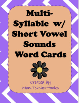 Preview of Multi-syllable Short Vowel Word Cards (Two-Syllables)
