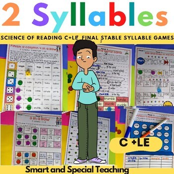 Preview of 2 Syllable Word Games C + LE  Science of Reading Orton Gillingham