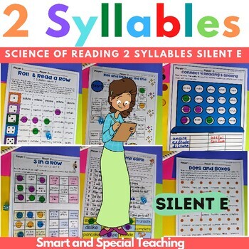 Preview of 2 Syllable Word Games Silent E  Science of Reading Orton Gillingham