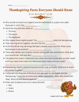 2 Thanksgiving Quizzes Fun and Historical by Elysian's Librarian