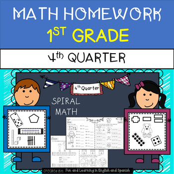 Preview of Math Homework for 1st Grade - 4th Quarter w/ Digital Option (Distance Learning)