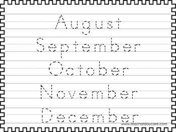 2 trace the months of the year worksheets preschool kdg handwriting