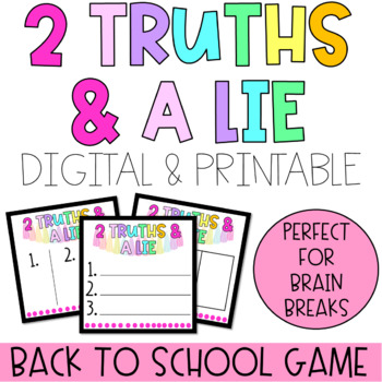 2 Truths and A Lie | DIGITAL & PRINTABLE by Lashes and Littles | TPT