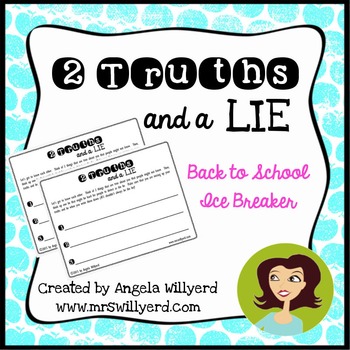 Preview of Back to School Ice Breaker - 2 Truths and a Lie