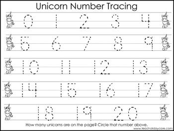 2 unicorn themed task worksheets trace the alphabet and numbers 1 20 preschool