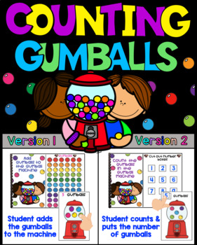 Preview of 2 Versions Gumball Interactive Counting Book 1-10 (Autism / SPED)