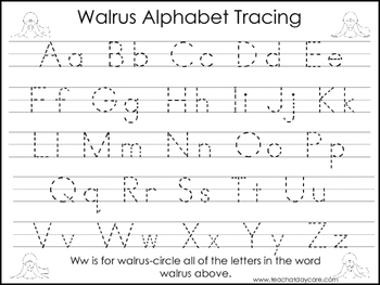 2 walrus themed task worksheets trace the alphabet and numbers 1 20