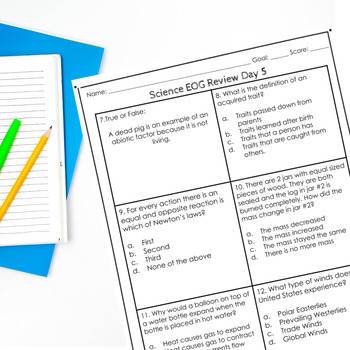 2 Weeks 5th Grade Science EOG Prep by Plan Teach Grade Repeat | TpT