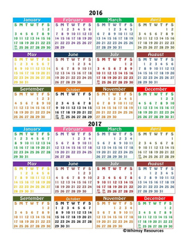 2 Year Calendar Color by Audrums | Teachers Pay Teachers