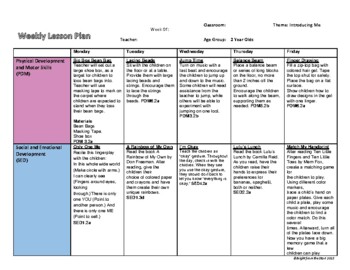2 Year Old Lesson Plan 