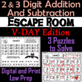 2 and 3 Digit Addition and Subtraction Escape Room Valenti
