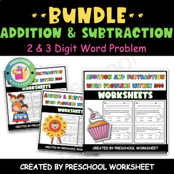 Preview of 2 and 3 Digit Addition and Subtraction Word Problems | Bundle 30 pages