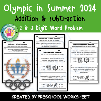 Preview of 2 and 3 Digit Addition and Subtraction Word Problems | Olympic Games