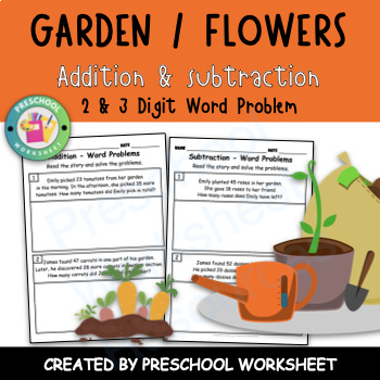 Preview of 2 and 3 Digit Addition and Subtraction Word Problems | Plants Word Problems
